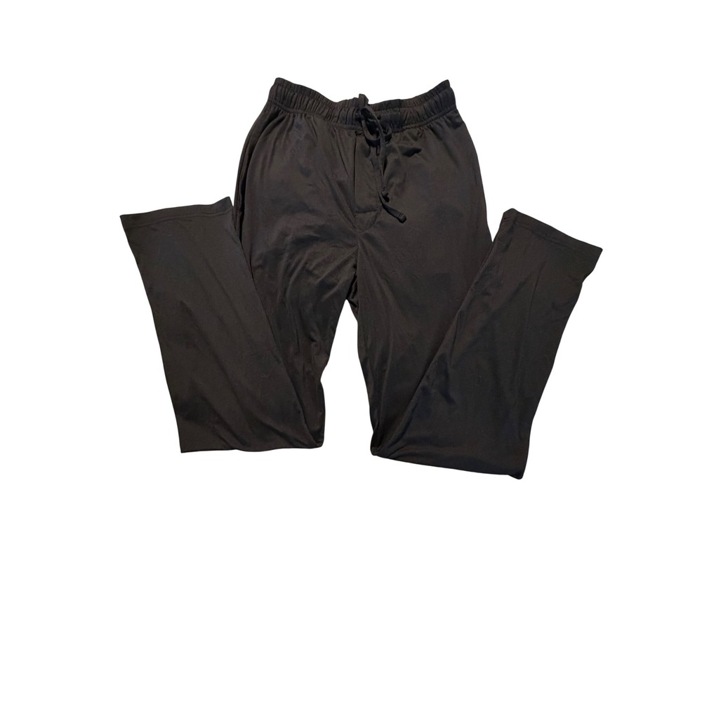 Hanes Mens Black Lounge Pants‎ Small Drawstring Elastic Waist Straight Leg soft